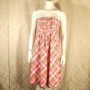 Lilly Pulitzer Strapless Plaid Smocked Dress